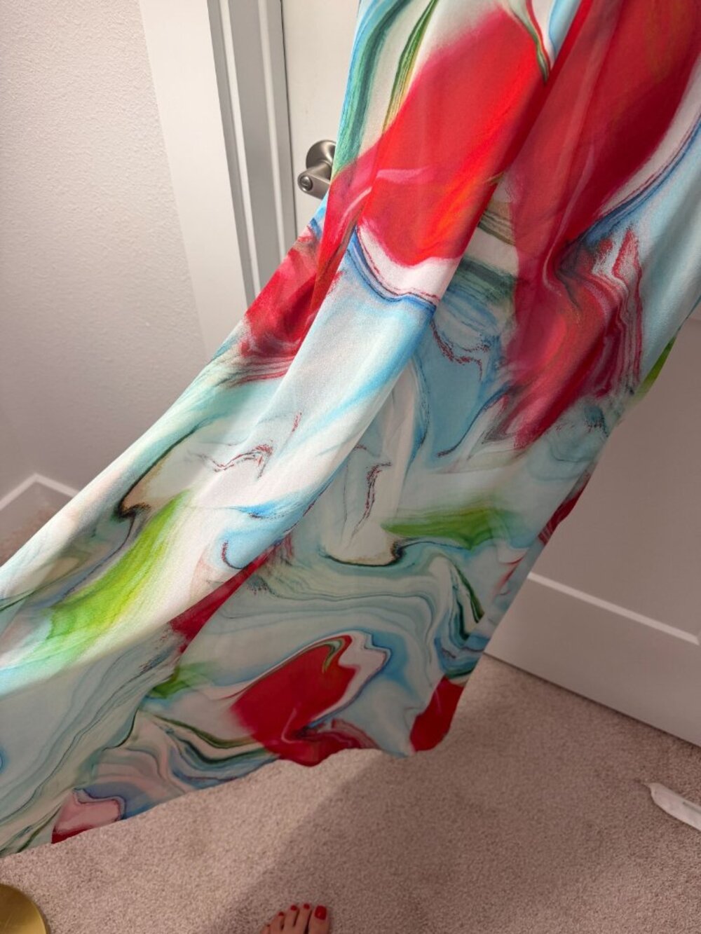 NWT Bardot Maxi Slip Dress Sz 8 Abstract Marble Tie-Dye Print Blue Red Green - Picture 6 of 9